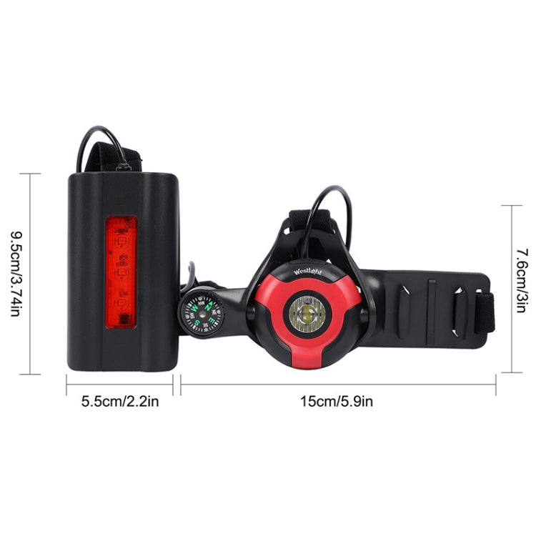 WEST BIKING YP0701264 Outdoor Sports Running Light With Compass Camera Buckle Night Running Highlight Chest Warning Light(Black)