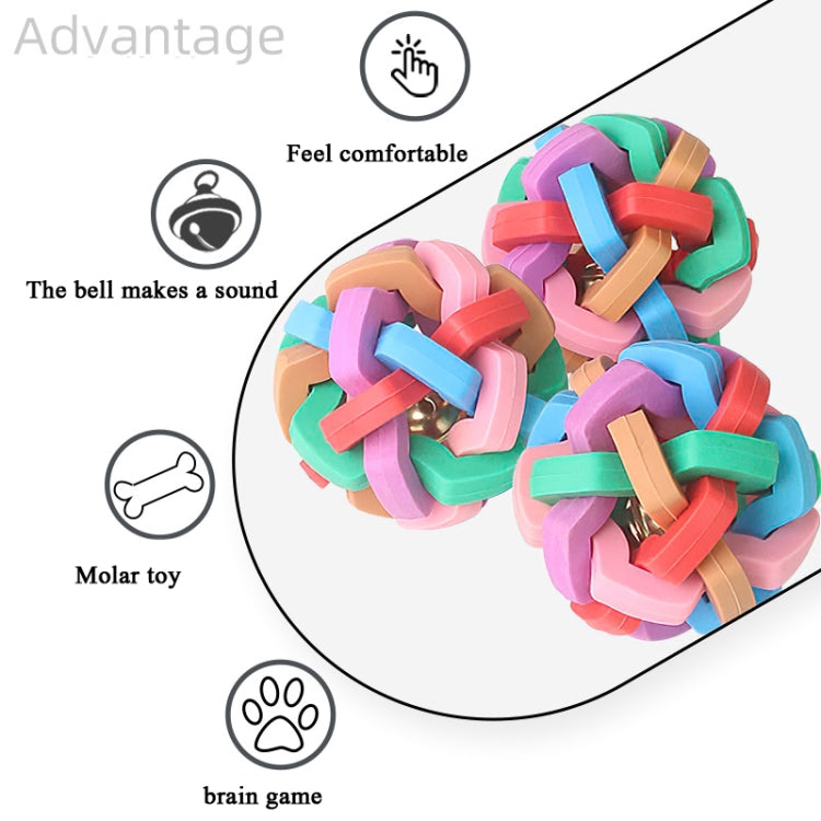 4 PCS Medium Pet TPR Dog Chewing Molar Teeth Cleaner Colorful Sounding Bell Ball Interactive Toy