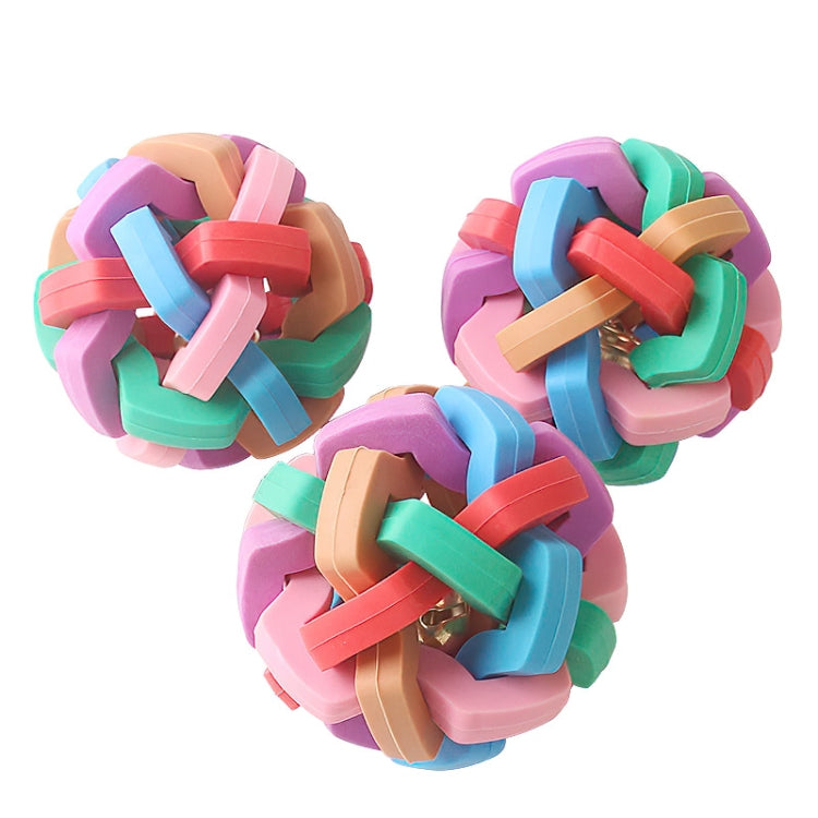 3 PCS Large Pet TPR Dog Chewing Molar Teeth Cleaner Colorful Sounding Bell Ball Interactive Toy