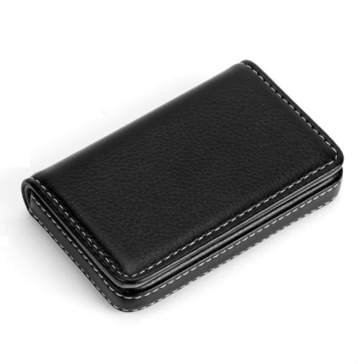 2 PCS PU Leather Metal Business Card Holder Magnetic Lychee Stainless Steel Business Card Case