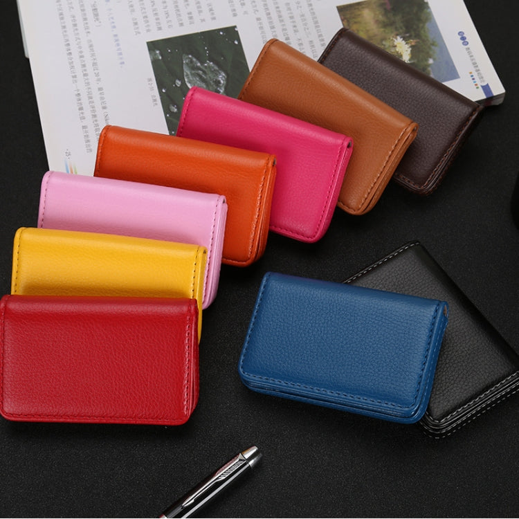 2 PCS PU Leather Metal Business Card Holder Magnetic Lychee Stainless Steel Business Card Case