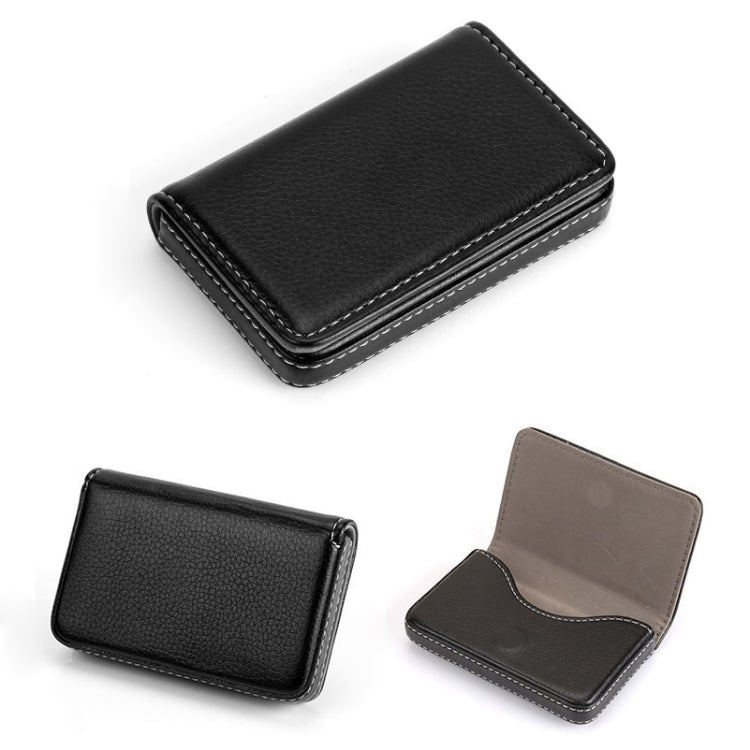 2 PCS PU Leather Metal Business Card Holder Magnetic Lychee Stainless Steel Business Card Case
