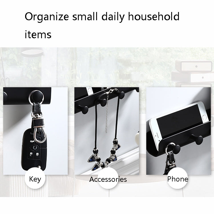 UM112 Home Storage Hook Wall Decoration Mobile Phone Shelf, Specification: Black 4 Hook