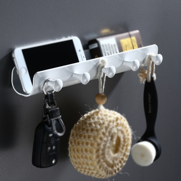 UM112 Home Storage Hook Wall Decoration Mobile Phone Shelf, Specification: White 5 Hook
