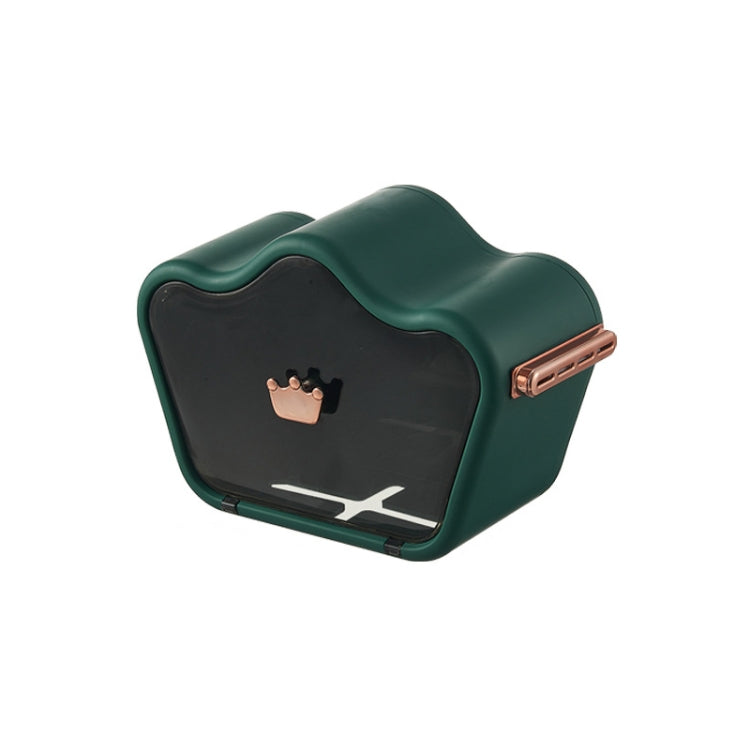 YZ-1770 Crown Shape Washing Towel Storage Box Wall-Mounted Free Punch Shelf(Light Luxury Green)
