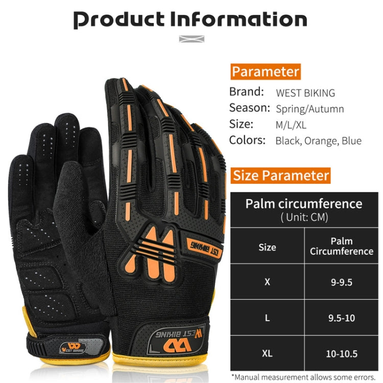 WEST BIKING YP0211208 Riding Gloves Motorcycle Bike Long Finger Non-Slip Touch Screen Gloves, Size: L