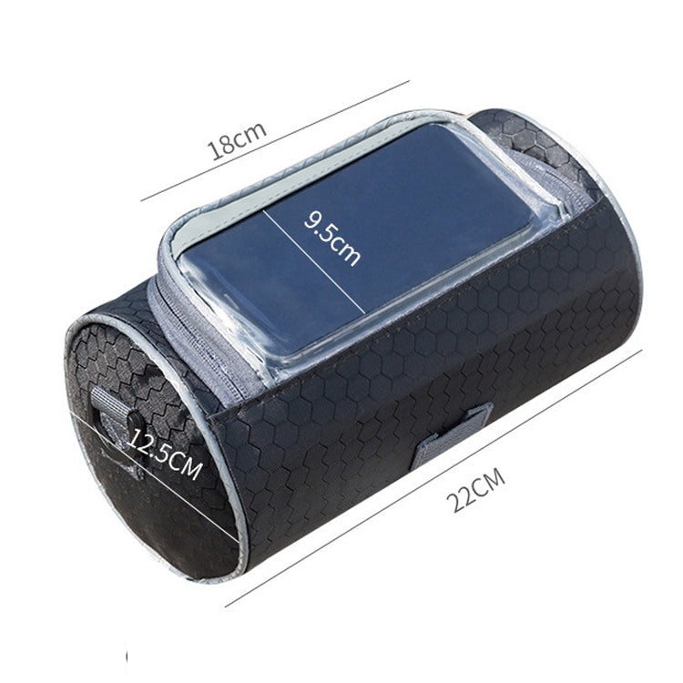 Outdoor Sports Bicycle Bag Front Beam Bag Bicycle Head Bag Large Capacity Touch Screen Waterproof Cylindrical Riding Bag, Size: 22cm x 12.5cm