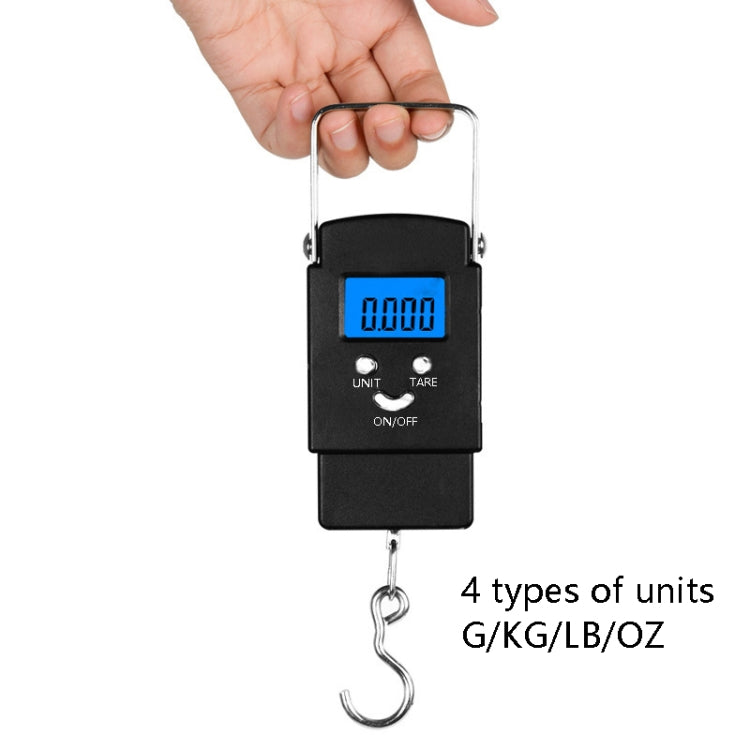 Home Electronic Scales Portable Hand-held Scale Express Luggage Spring Scale(50kg Blue Backlight)