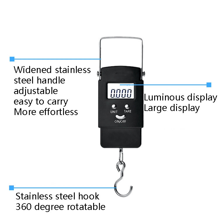 Home Electronic Scales Portable Hand-held Scale Express Luggage Spring Scale(50kg Blue Backlight)