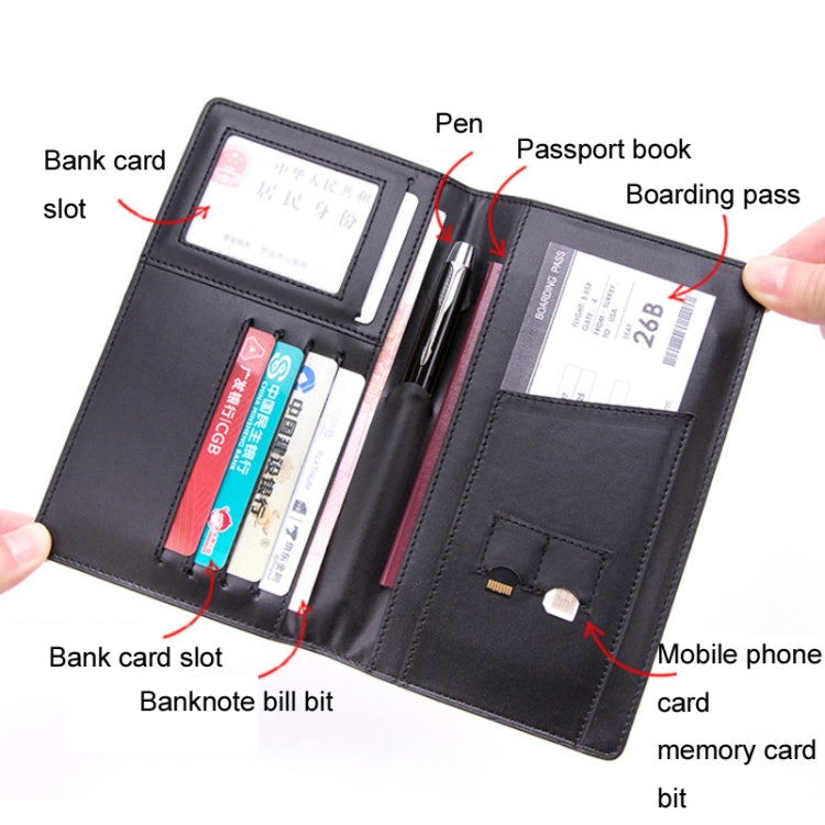 PU Leather Multi-Function Document Holder Travel Portable Passport Bag