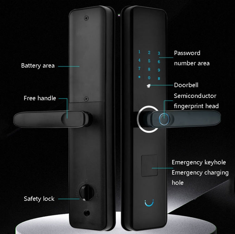 Z-821 Semi-Automatic Fingerprint Lock Home Fingerprint Password Lock(Black)