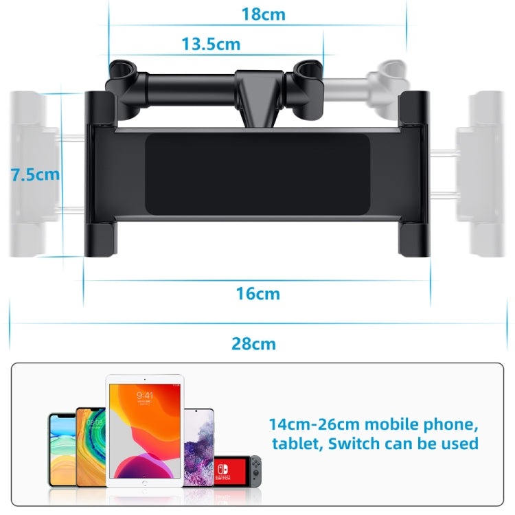 Car Seat Telescopic Bracket Car Rear Pillow Mobile Phone Bracket, Colour: 04 Upgrade Version Black