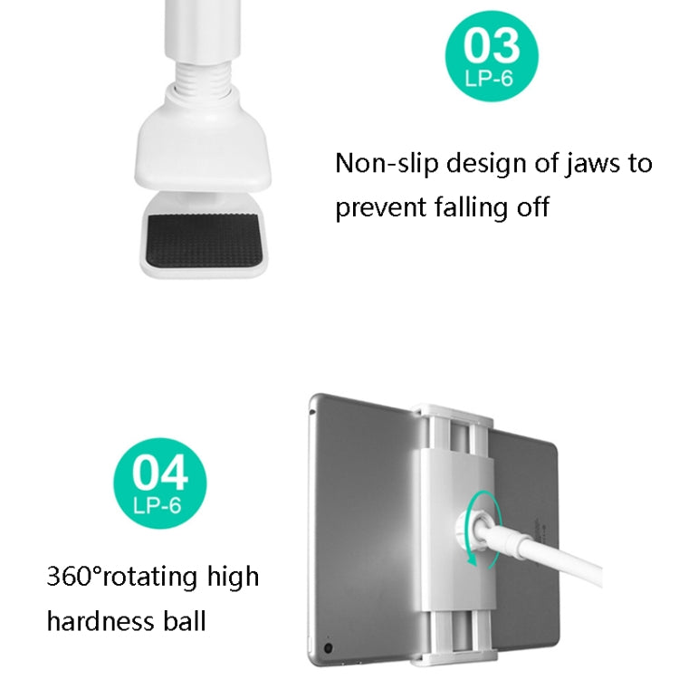 LP-6 Tablet Mobile Phone Lazy Bracket Detachable Bed Bracket, Style: Three-stage (Silver)
