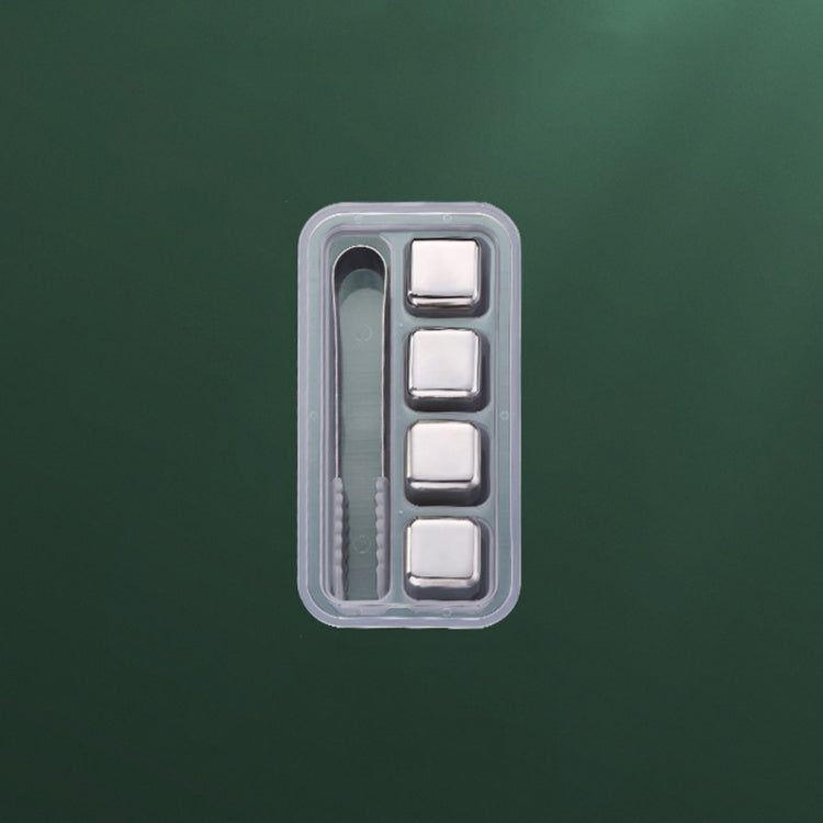 16215 304 Stainless Steel Ice Cubes Metal Quick Frozen Ice Stone, Standard sizes: 4-pieces+Ice Holders (No Logo)
