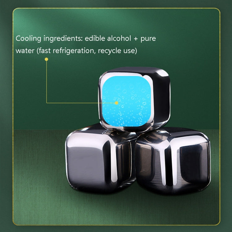 16215 304 Stainless Steel Ice Cubes Metal Quick Frozen Ice Stone, Standard sizes: 4-pieces+Ice Holders (No Logo)