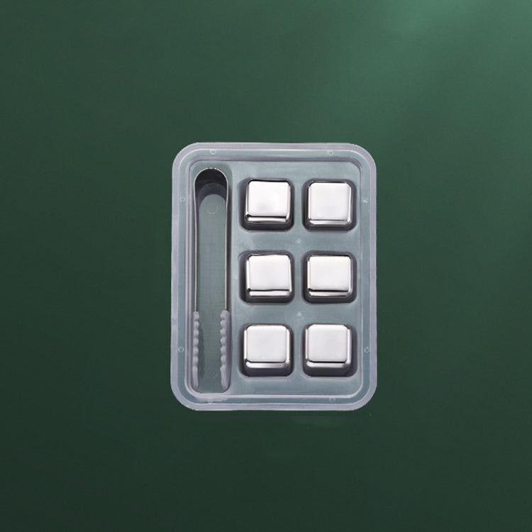 16215 304 Stainless Steel Ice Cubes Metal Quick Frozen Ice Stone, Standard sizes: 6-pieces+Ice Clip (No Logo)