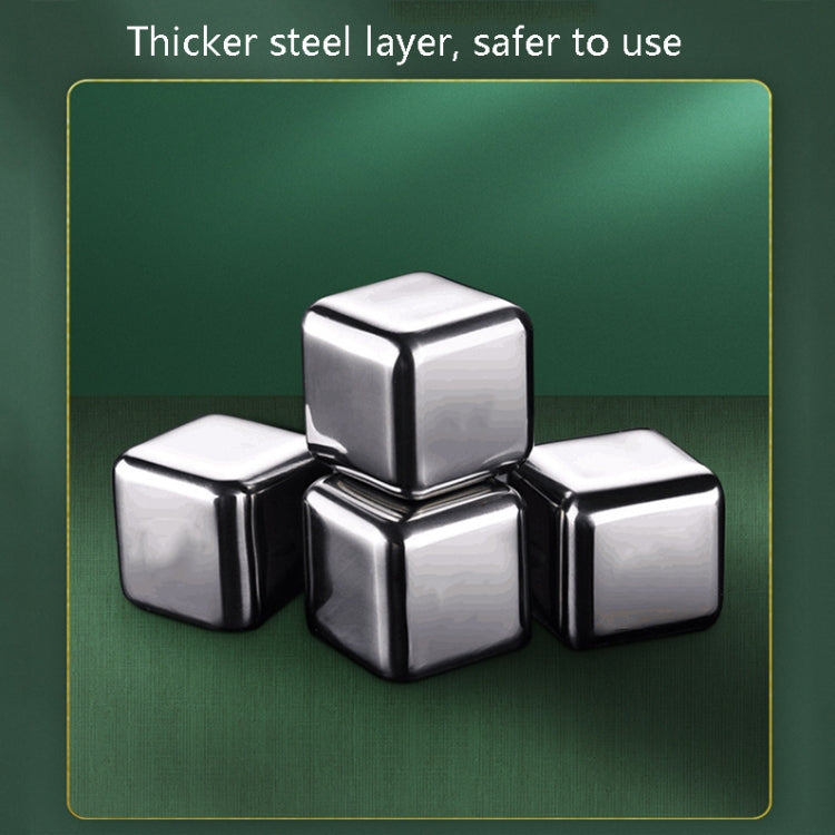 16215 304 Stainless Steel Ice Cubes Metal Quick Frozen Ice Stone, Standard sizes: 6-pieces+Ice Clip (No Logo)