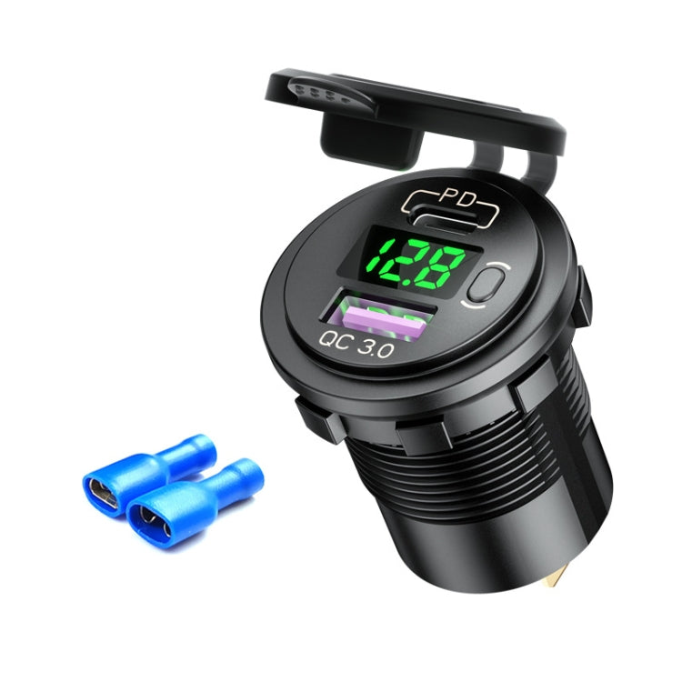 12V Modified Car USB Charger With Voltage Display PD QC3.0 Socket
