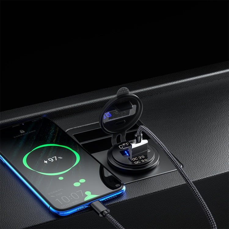 12V Modified Car USB Charger With Voltage Display PD QC3.0 Socket