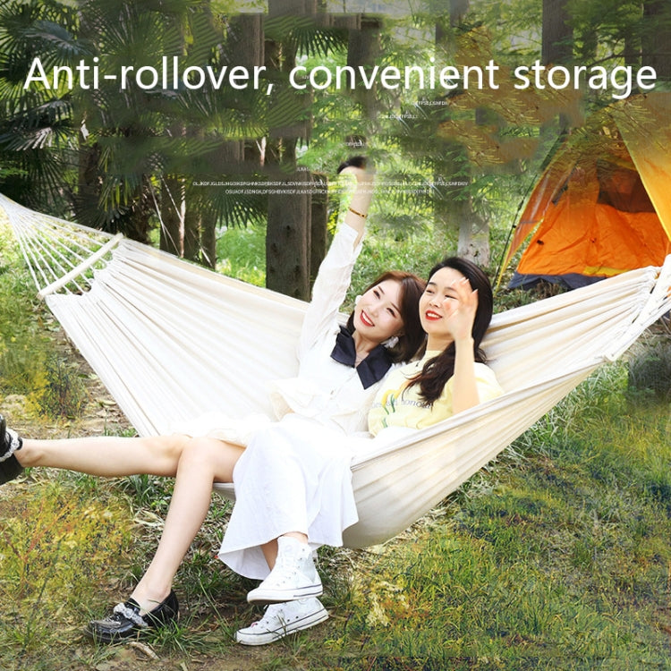 Thickened Canvas Hammock Outdoor Anti-rollover Portable Swing 190x80cm, Style: Bend Stick Blue White