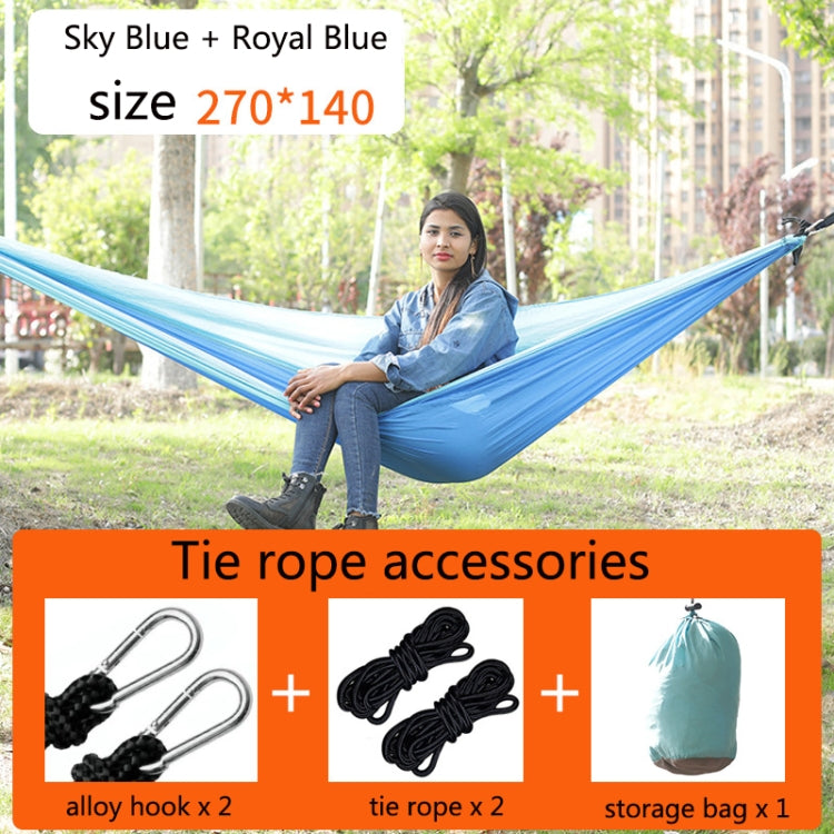 Outdoor Hammock Nylon Parachute Cloth Travel Camping Swing, Style: 2.7m x 1.4m (Sky Blue+Royal Blue)