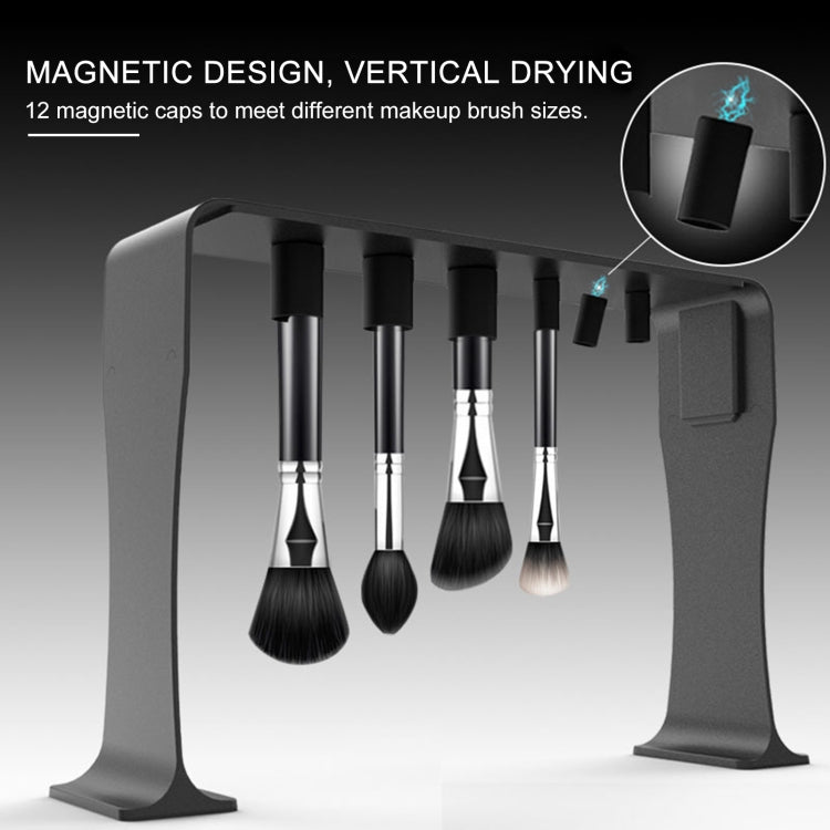 Make-Up Brush Drying Rack Magnetic Hanging Storage Rack Cleaning Box Scrubbing Pad Holder With 12 Magnetic Caps