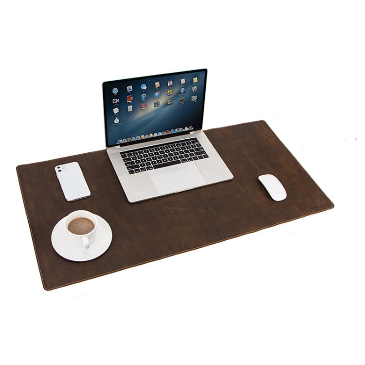 CF9011  Desk Pad Retro Crazy Horse Leather Notebook Computer Mouse Pad Oversized Anti-Slip Desktop Computer Desk Leather Pad(Brown)