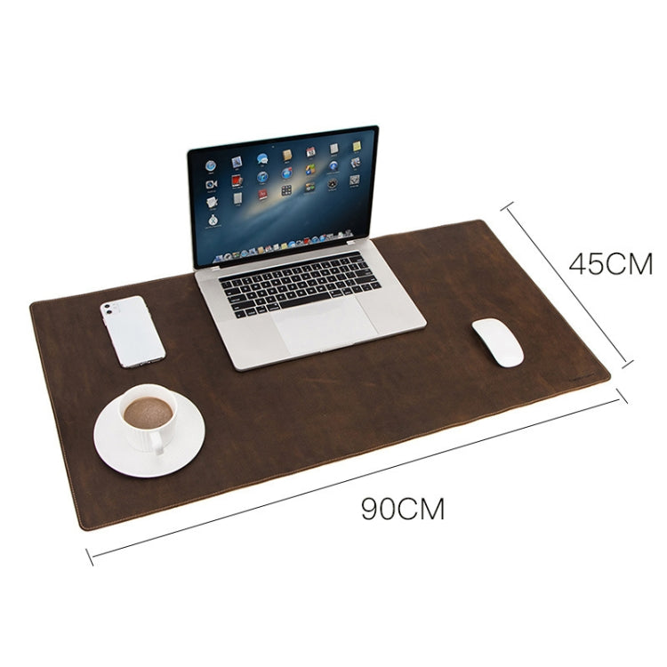 CF9011  Desk Pad Retro Crazy Horse Leather Notebook Computer Mouse Pad Oversized Anti-Slip Desktop Computer Desk Leather Pad(Brown)