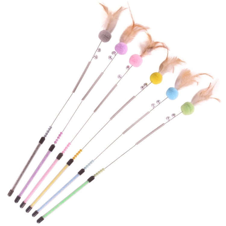 2 PCS BG-W1331 Pet Funny Cat Stick Toy Feather Long Rod Color Funny Cat Stick