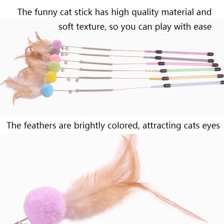 2 PCS BG-W1331 Pet Funny Cat Stick Toy Feather Long Rod Color Funny Cat Stick