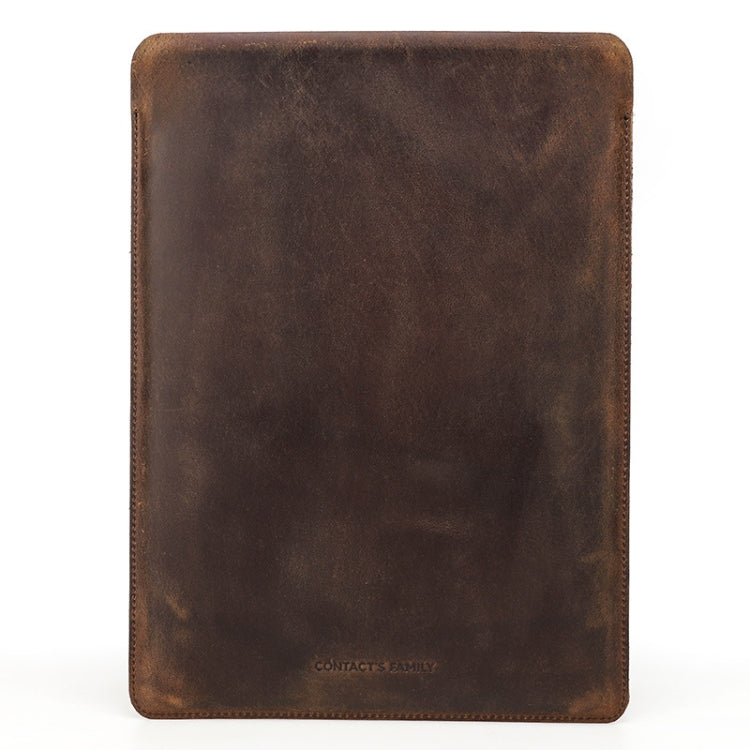 CONTACTS FAMILY CF2031 Vertical Crazy Horse Leather Laptop Linner Bag For MacBook Pro 15.4 inch