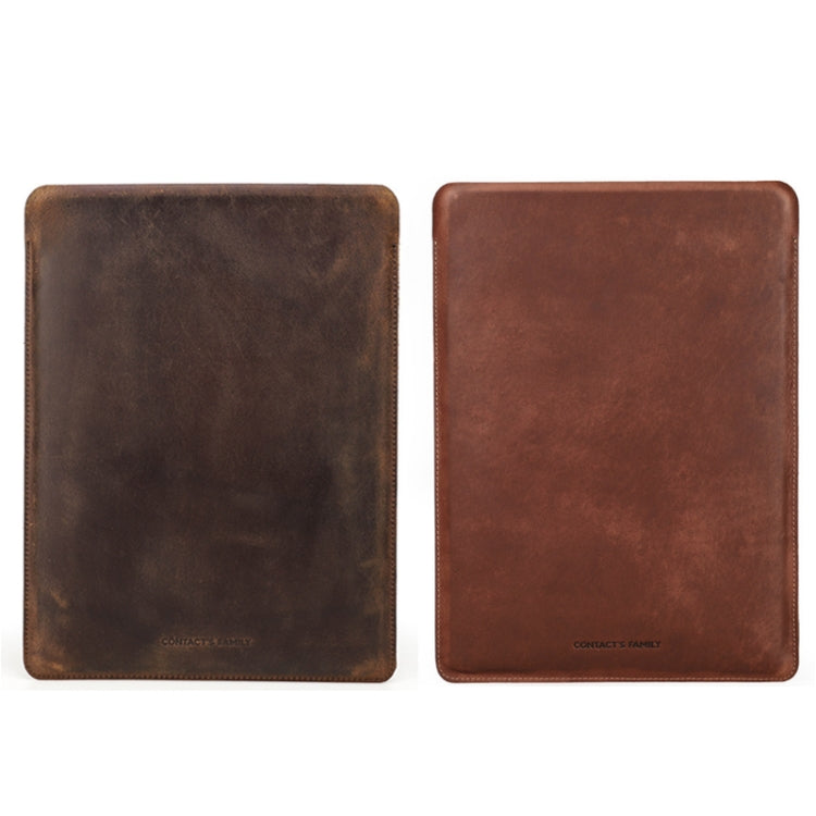 CONTACTS FAMILY CF2031 Vertical Crazy Horse Leather Laptop Linner Bag For MacBook Pro 15.4 inch