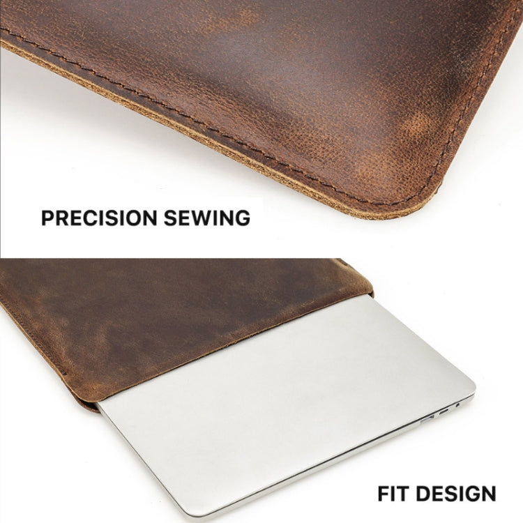 CONTACTS FAMILY CF2031 Vertical Crazy Horse Leather Laptop Linner Bag For MacBook Pro 15.4 inch