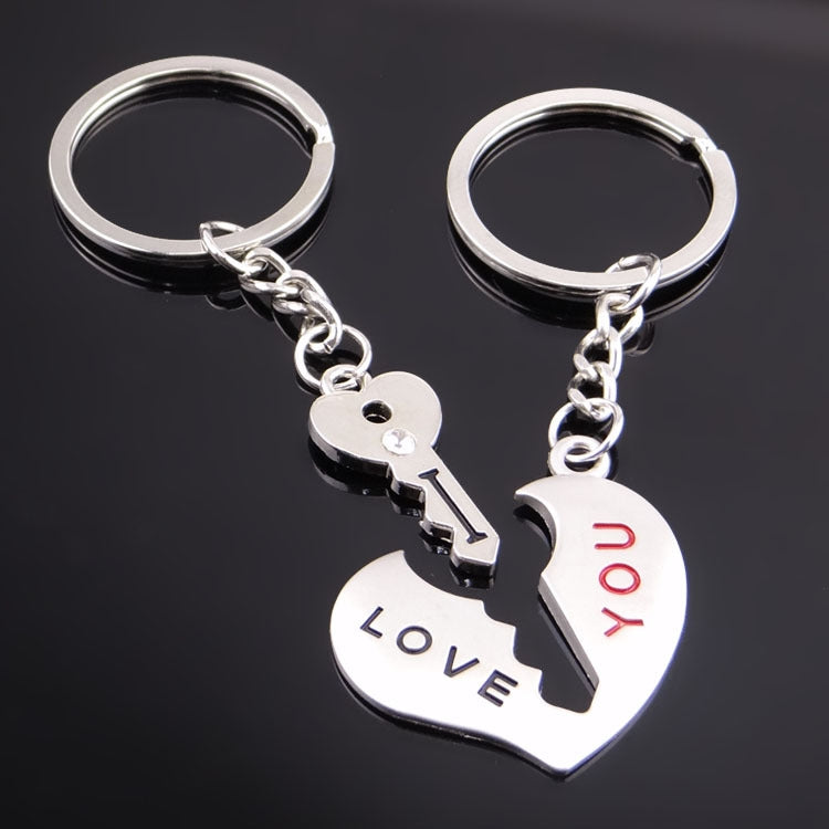 10 Pairs Metal Heart Key Lock Couple Keychain, Specification: H-130