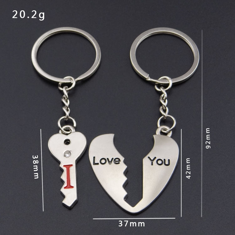 10 Pairs Metal Heart Key Lock Couple Keychain, Specification: H-130