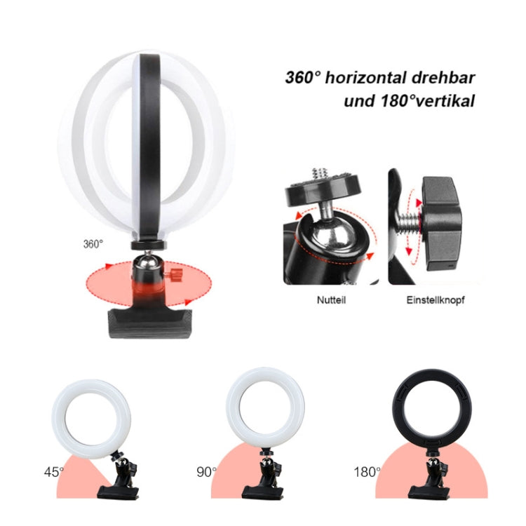 8W 6 inch RGB Ring Light Colorful Live Clips Fill Light Desktop Computer Video Conference Beauty Lamp