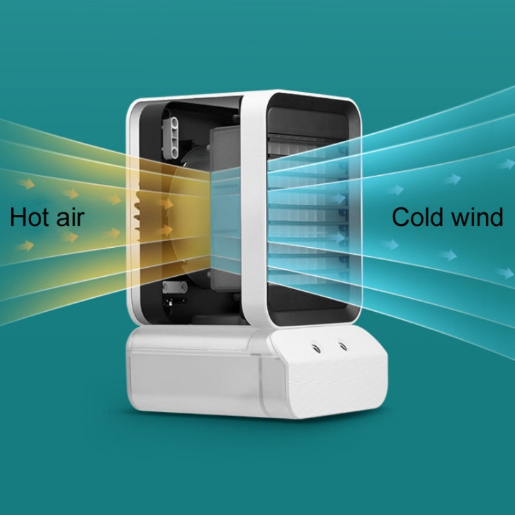 Double Spray Port Desktop Air Cooler Humidifying Fan Ambient Light(White)