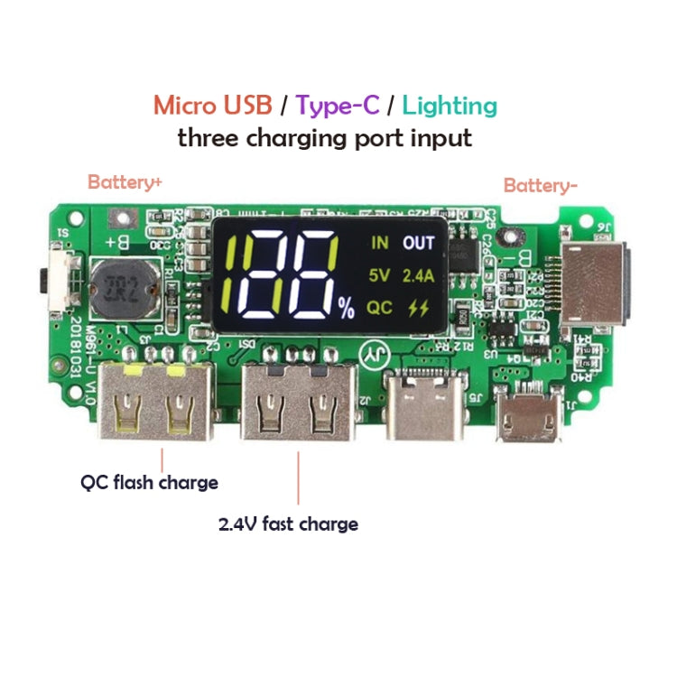5V 2.4A Charging Port Boost Module Dual USB Output Digital Display Charging Module