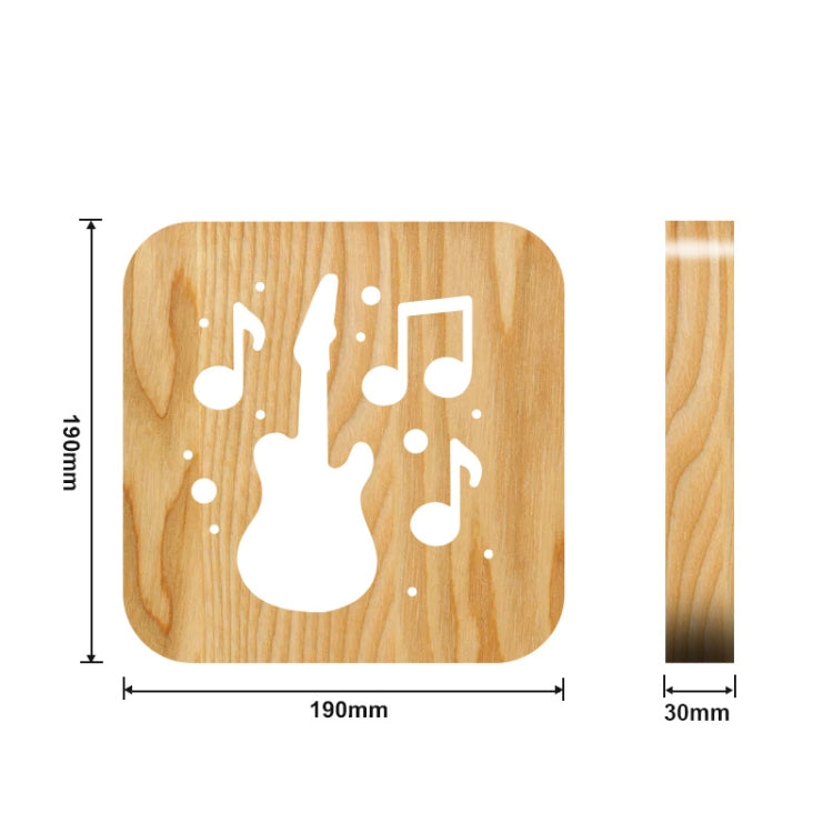 FS-T1877W 2.5W Guitar Shape Solid Wood Table Lamp LED Night Light(Warm White Light)