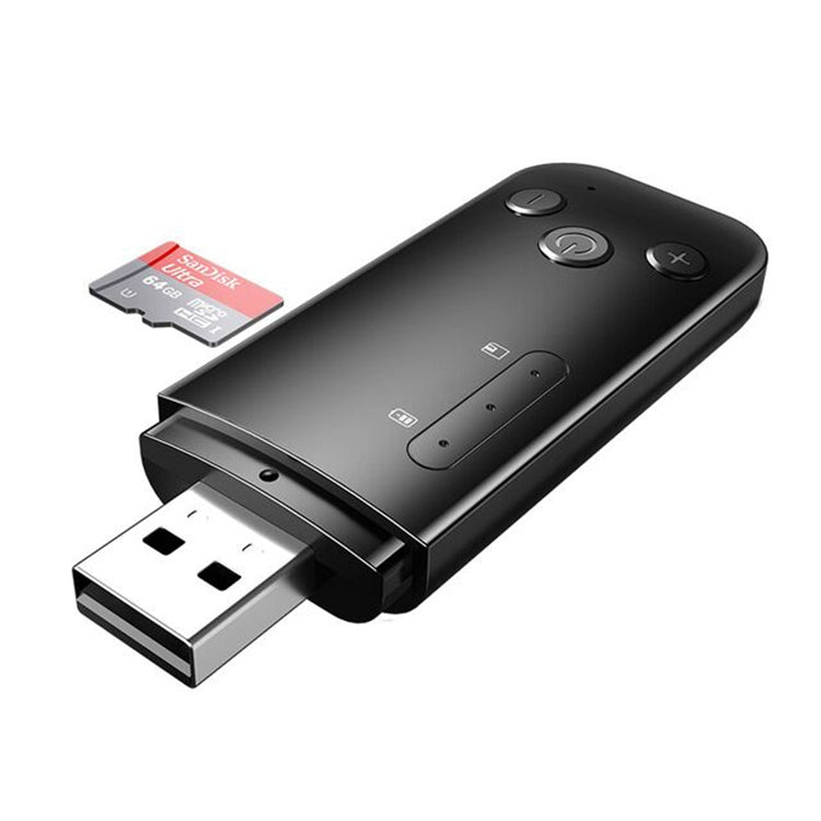 D90 USB Dual Output Bluetooth 5.0 Adapter Audio Receiver & Transmitter, Built-in Lithium Battery(Black)