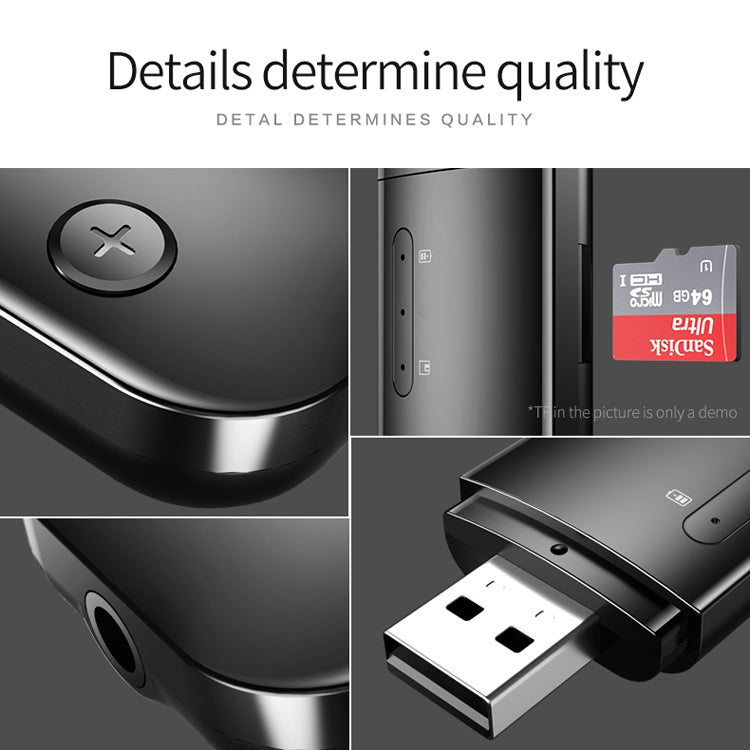 D90 USB Dual Output Bluetooth 5.0 Adapter Audio Receiver & Transmitter, Built-in Lithium Battery(Black)