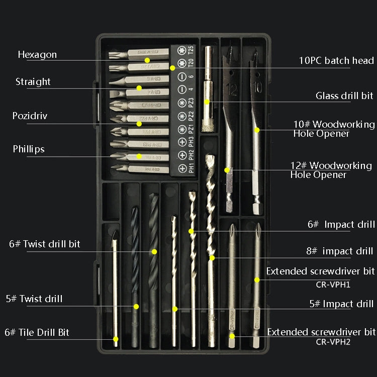 21 PCS / Set Multi-Function Drill High-Speed Steel Twist Drill Group Tool