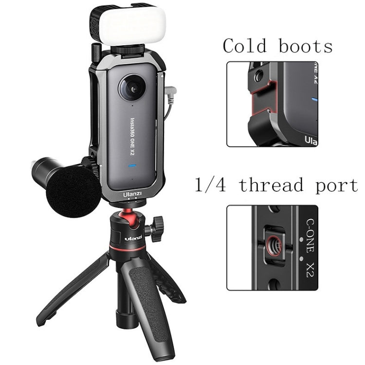 Ulanzi 360 One X 2 Metal Camera Vertical Cage Protection Frame with Cold Shoe for Insta360 One X-2