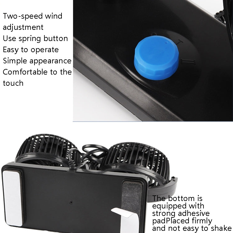 Car Fan Portable Mini Adjustable Car Double-Headed Electric Fan, Colour: Blue 12V Cigarette Lighter