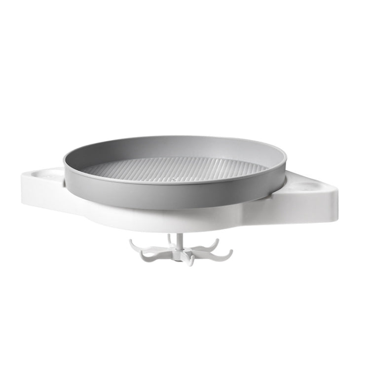 YZ-1766 Bathroom Rotation Punch-Free Rack Wall Hanging Wall Corner Storage Tripod, Style: Single Layer (Silver Grey)