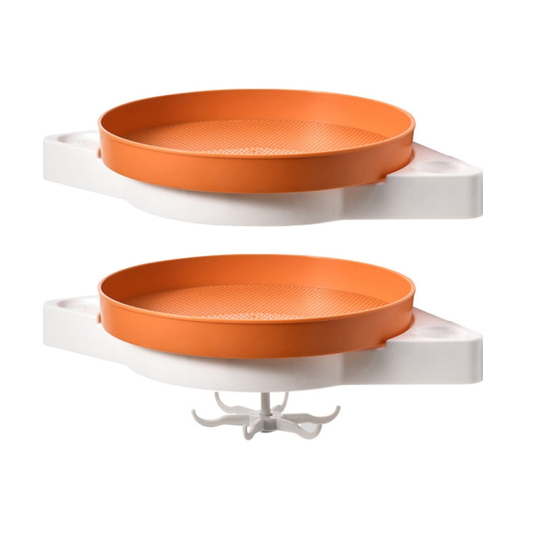 YZ-1766 Bathroom Rotation Punch-Free Rack Wall Hanging Wall Corner Storage Tripod, Style: Double Layer (Vital Orange)