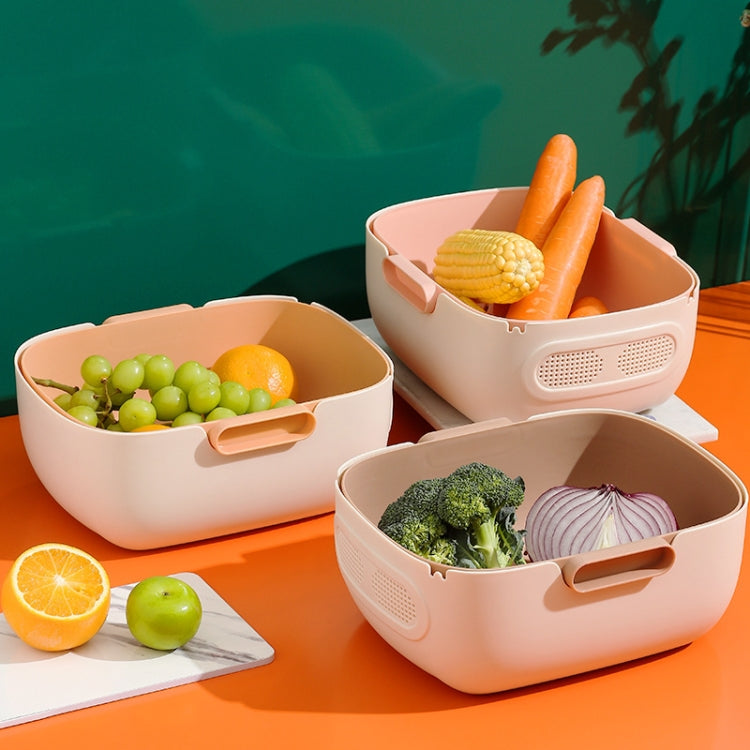 Double-Layer Hollow Fruit Bowl Household Kitchen Vegetable Washing And Draining Basket