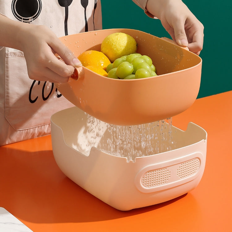 Double-Layer Hollow Fruit Bowl Household Kitchen Vegetable Washing And Draining Basket