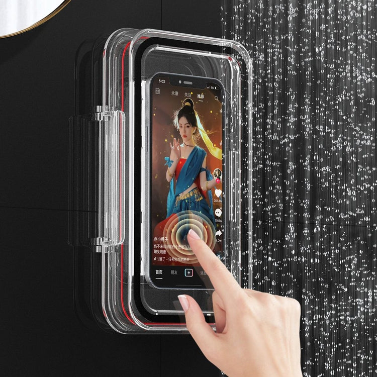 Transparent Waterproof Mobile Phone Box Punch-Free Wall-Mounted Touch Screen Mobile Phone Holder Bathroom Toilet Shower Sealing Protective Cover, Size: 20.5x12.5x3