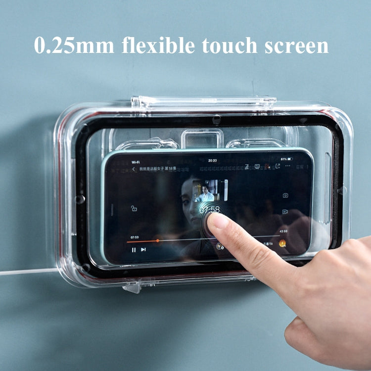 Transparent Waterproof Mobile Phone Box Punch-Free Wall-Mounted Touch Screen Mobile Phone Holder Bathroom Toilet Shower Sealing Protective Cover, Size: 20.5x12.5x3